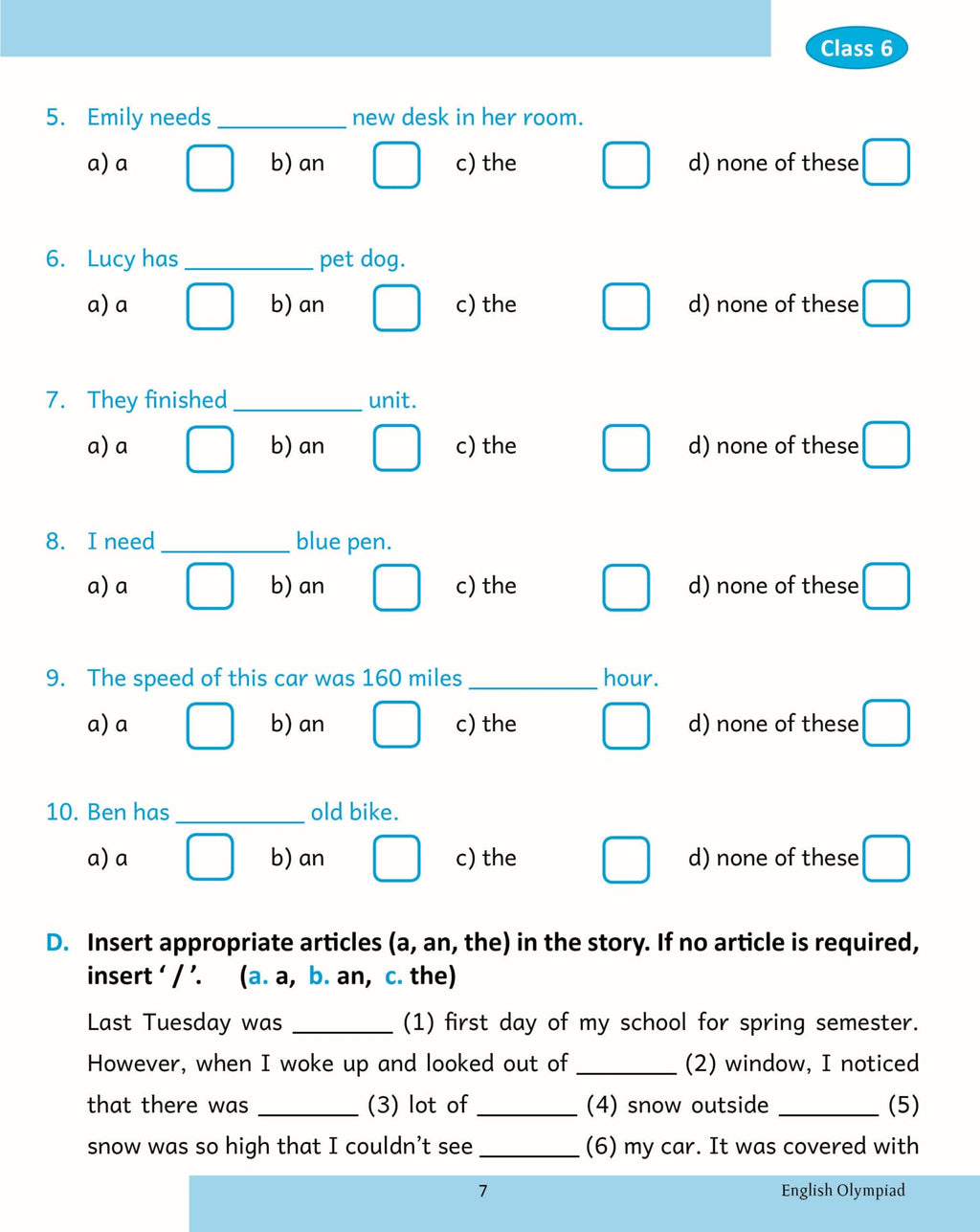 Scholars Insights English Olympiad Grade 6 | Grocsy