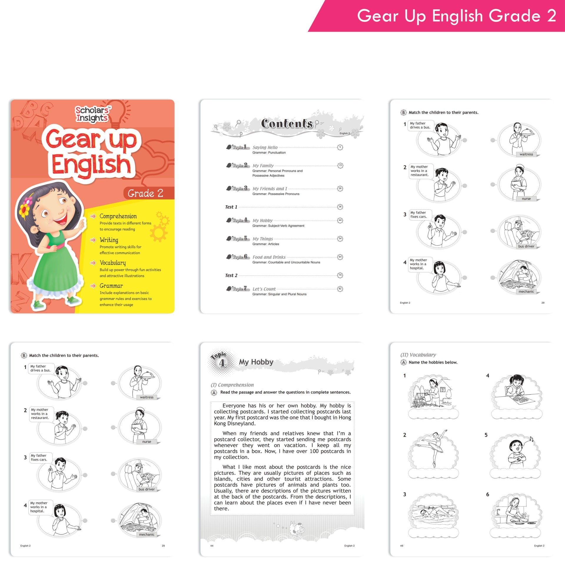 Scholars Insights Gear Up English & Maths Grade 2 Books Set of 2|Grammar Skills, Logical Reasoning, Problem Solving Book for Kids| Ages 7-8 Years | Grocsy