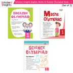 Scholars Insights Olympiad English, Maths and Science Workbooks Set Grade 1| Set of 3| Ages 6 - 8 Year | Grocsy