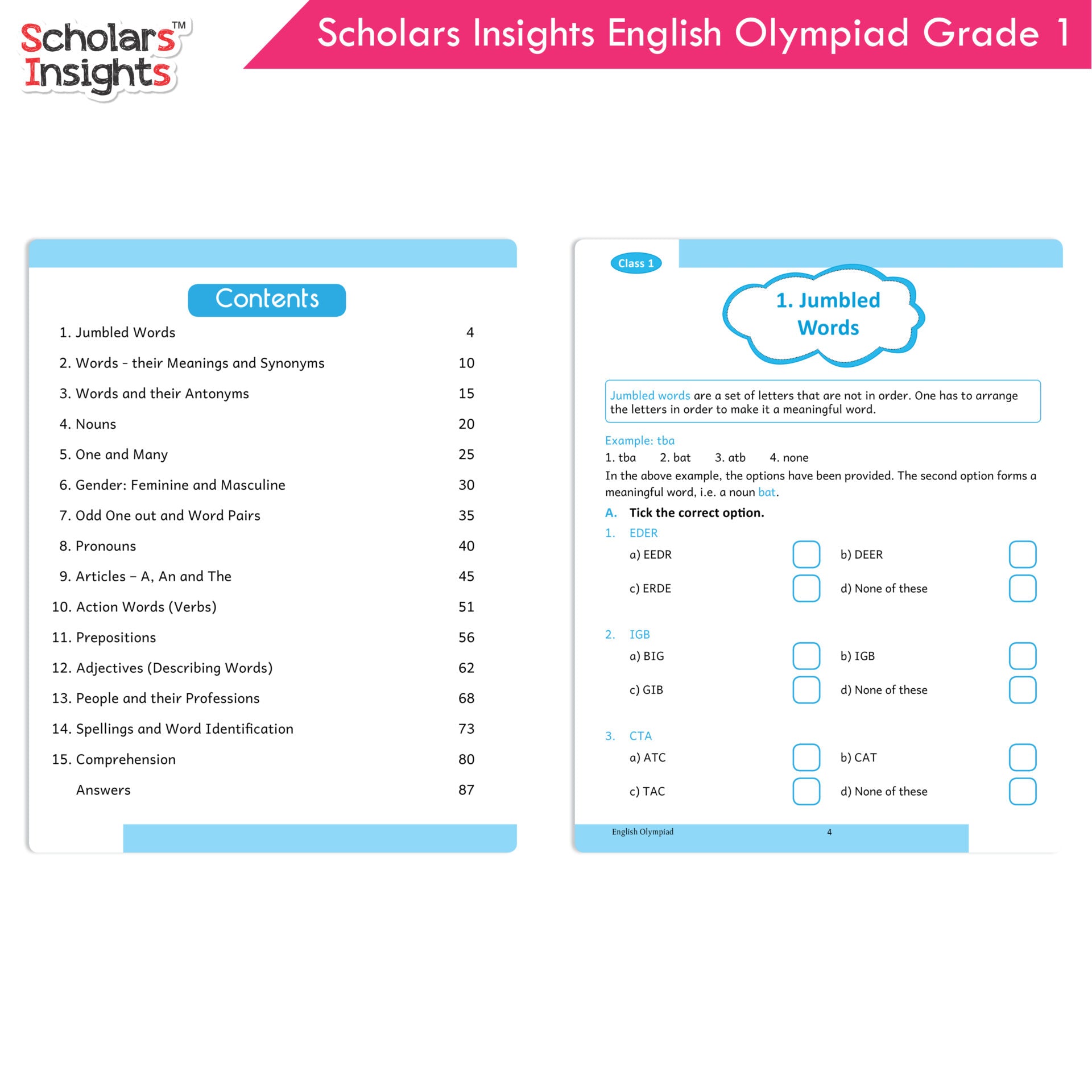 Scholars Insights Olympiad English, Maths and Science Workbooks Set Grade 1| Set of 3| Ages 6 - 8 Year | Grocsy