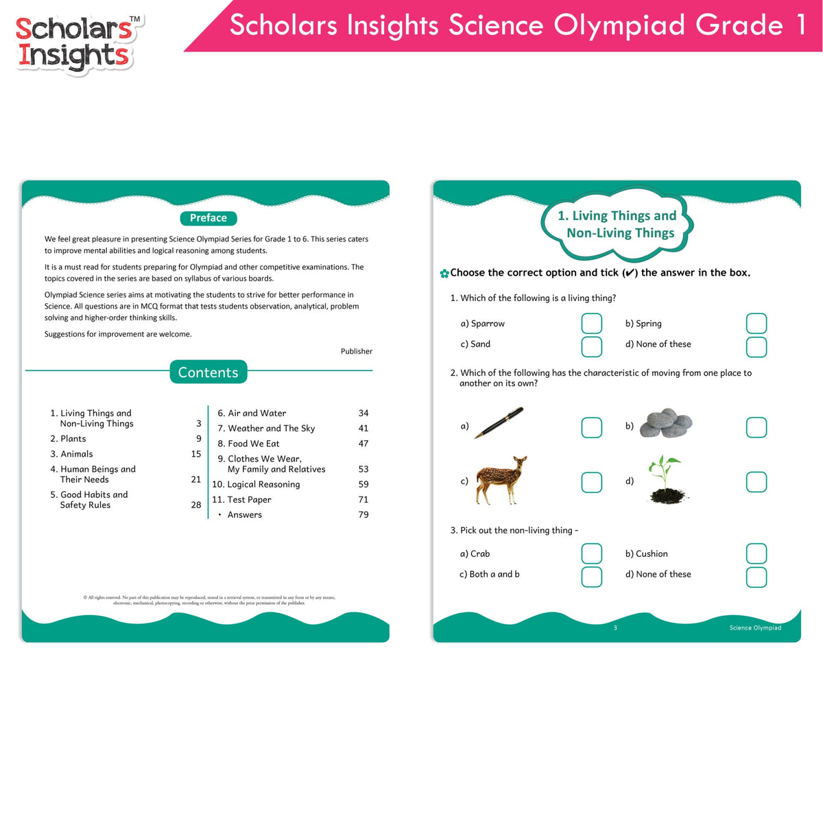 Scholars Insights Olympiad English, Maths and Science Workbooks Set Grade 1| Set of 3| Ages 6 - 8 Year | Grocsy