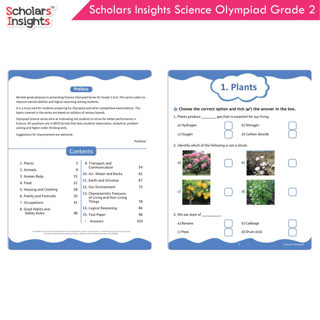 Scholars Insights Olympiad English, Maths and Science Workbooks Set Grade 2| Set of 3| Ages 7 - 9 Year | Grocsy