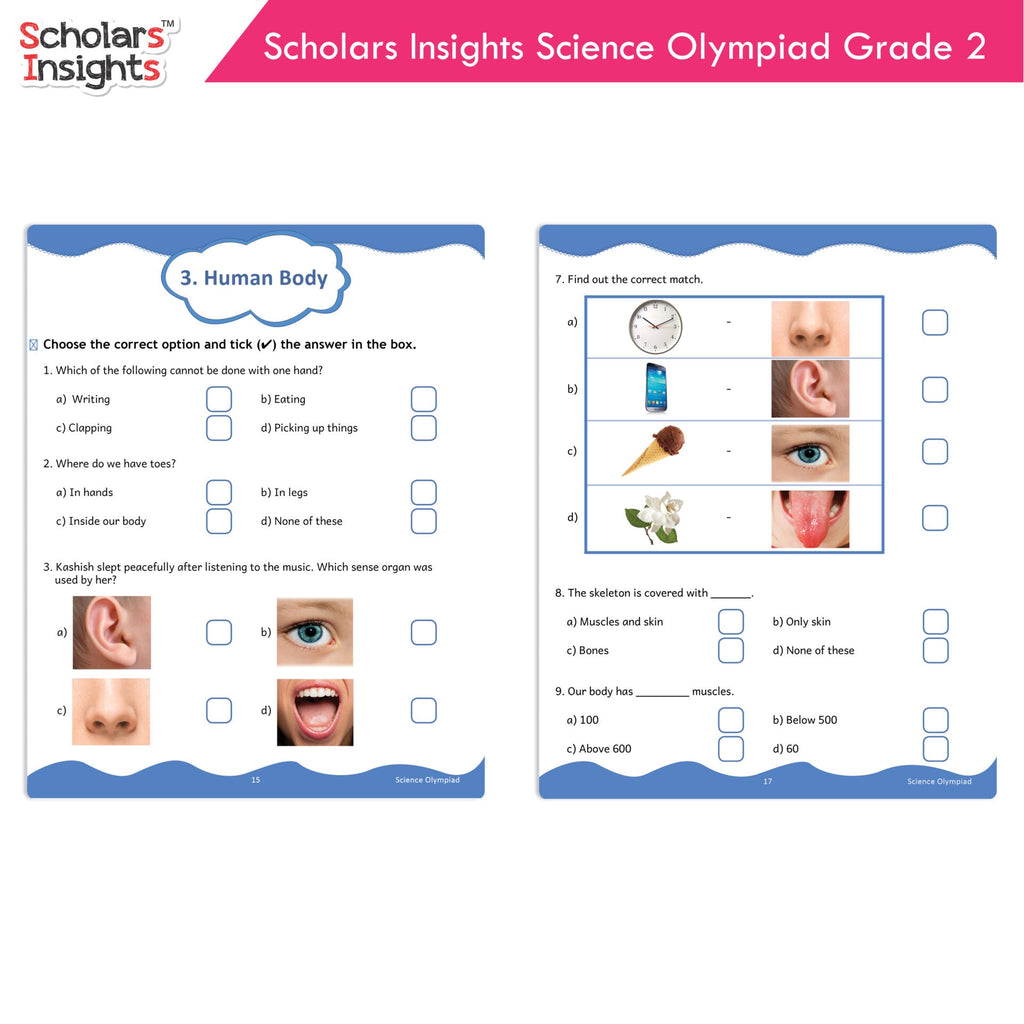 Scholars Insights Olympiad English, Maths and Science Workbooks Set Grade 2| Set of 3| Ages 7 - 9 Year | Grocsy