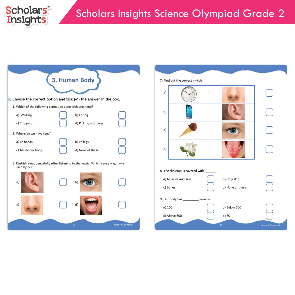 Scholars Insights Olympiad English, Maths and Science Workbooks Set Grade 2| Set of 3| Ages 7 - 9 Year | Grocsy