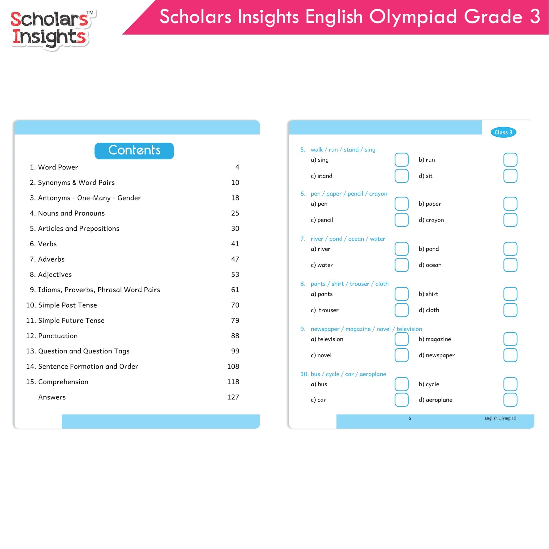 Scholars Insights Olympiad English, Maths and Science Workbooks Set Grade 3| Set of 3| Ages 8 - 10 Years | Grocsy