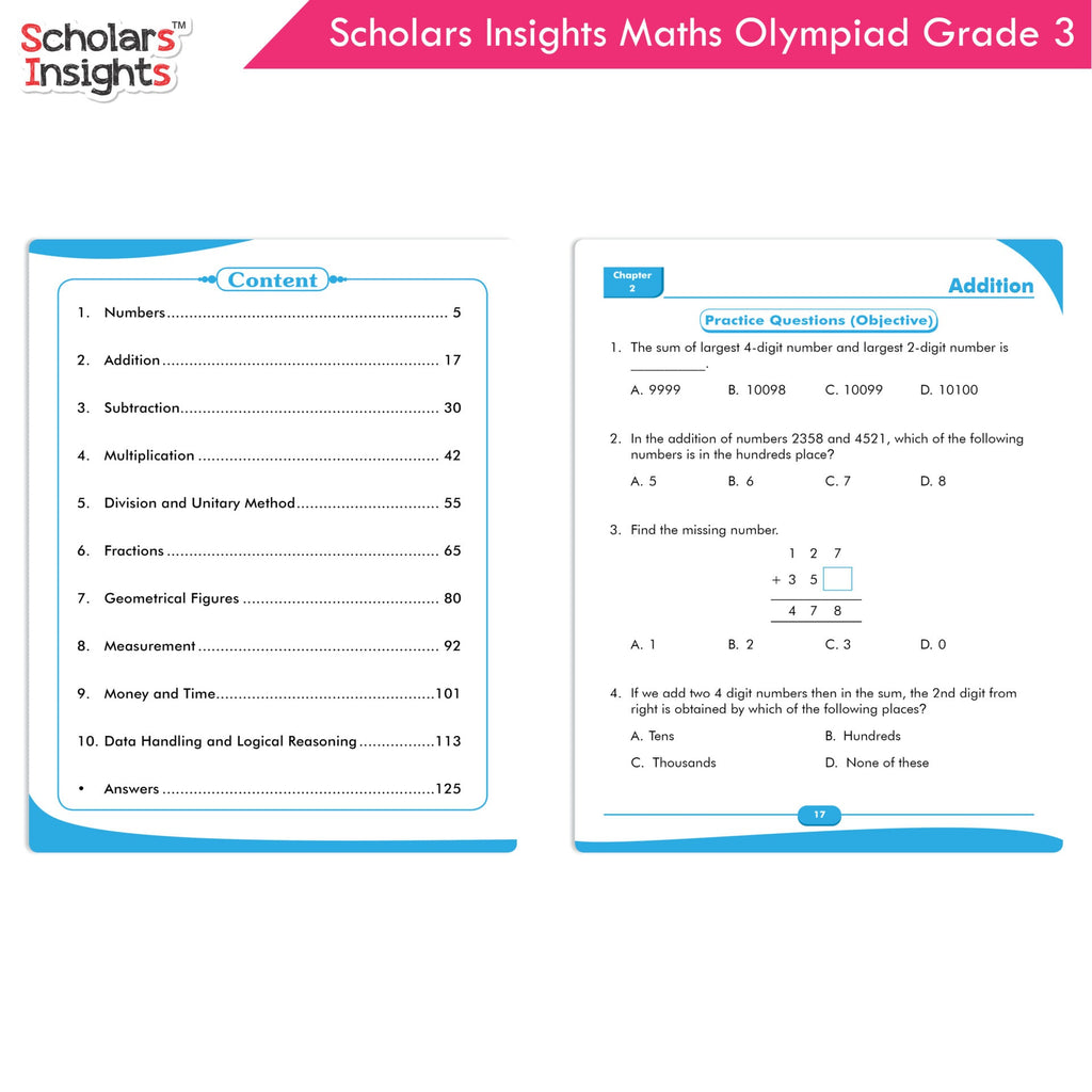 Scholars Insights Olympiad English, Maths and Science Workbooks Set Grade 3| Set of 3| Ages 8 - 10 Years | Grocsy