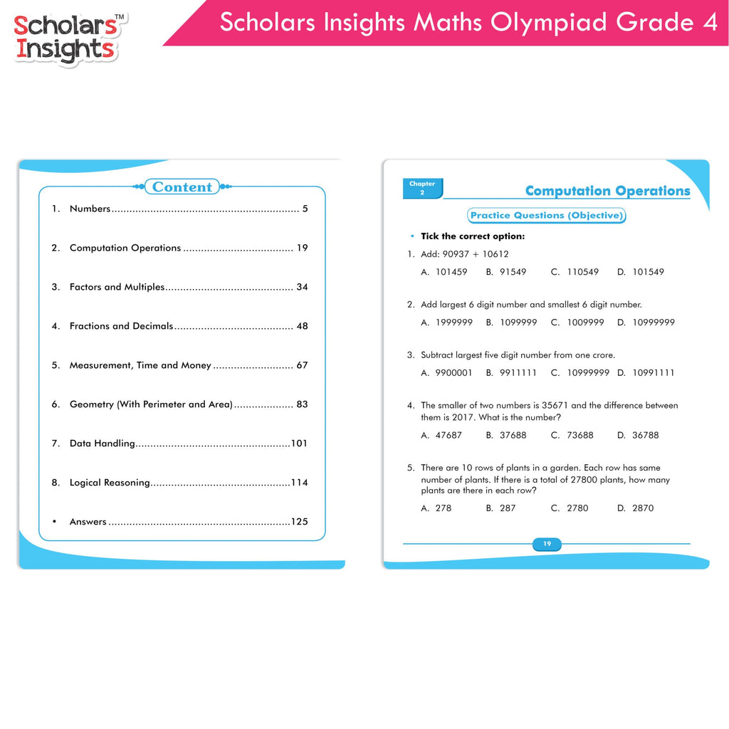 Scholars Insights Olympiad English, Maths and Science Workbooks Grade 4| Set of 3| Ages 9 - 11 Year | Grocsy