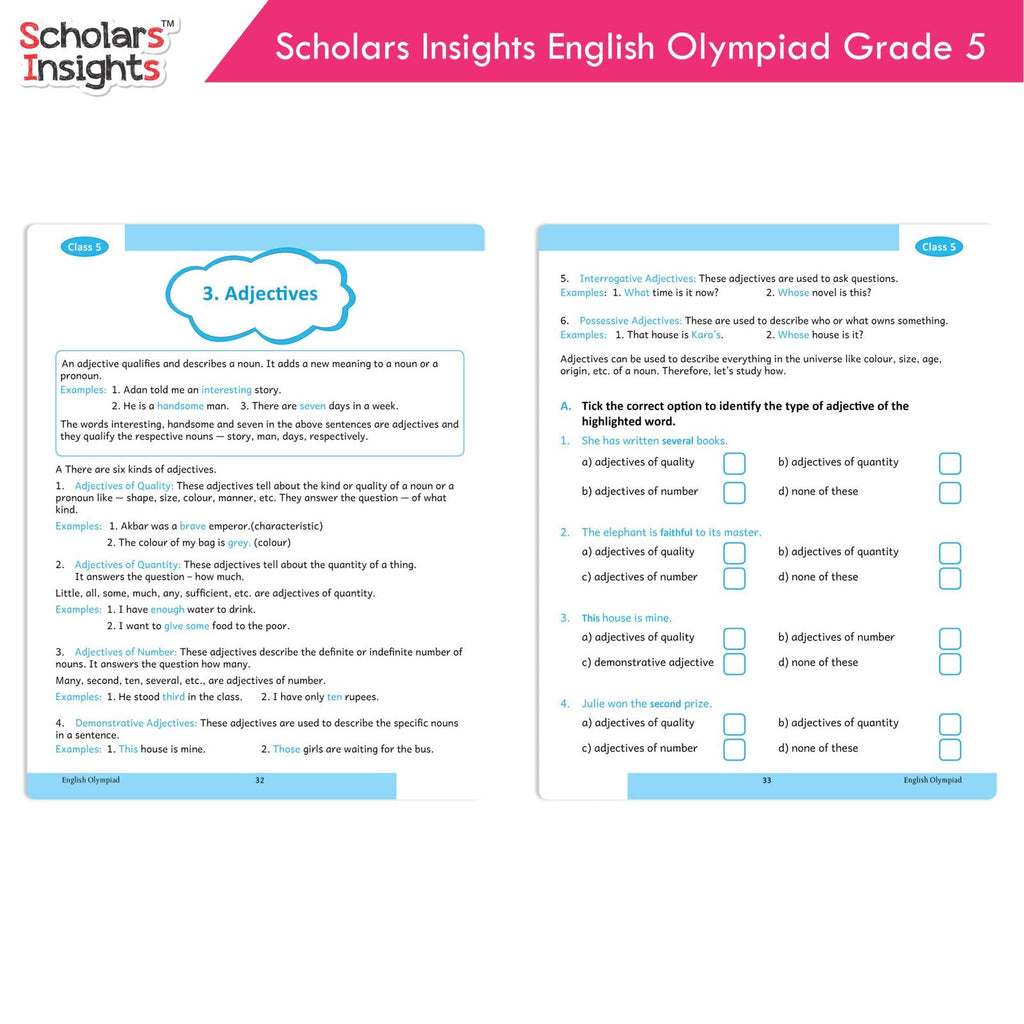Scholars Insights Olympiad English, Maths and Science Workbooks Grade 5| Set of 3| Ages 10 - 12 Year | Grocsy