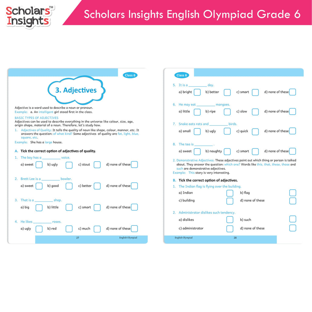 Scholars Insights Olympiad English and Science Workbooks Grade 6| Set of 2| Ages 11 - 13 Year | Grocsy