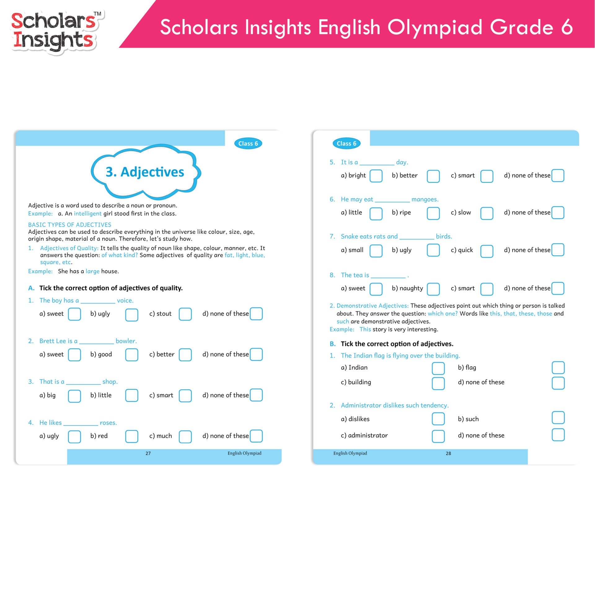 Scholars Insights Olympiad English and Science Workbooks Grade 6| Set of 2| Ages 11 - 13 Year | Grocsy
