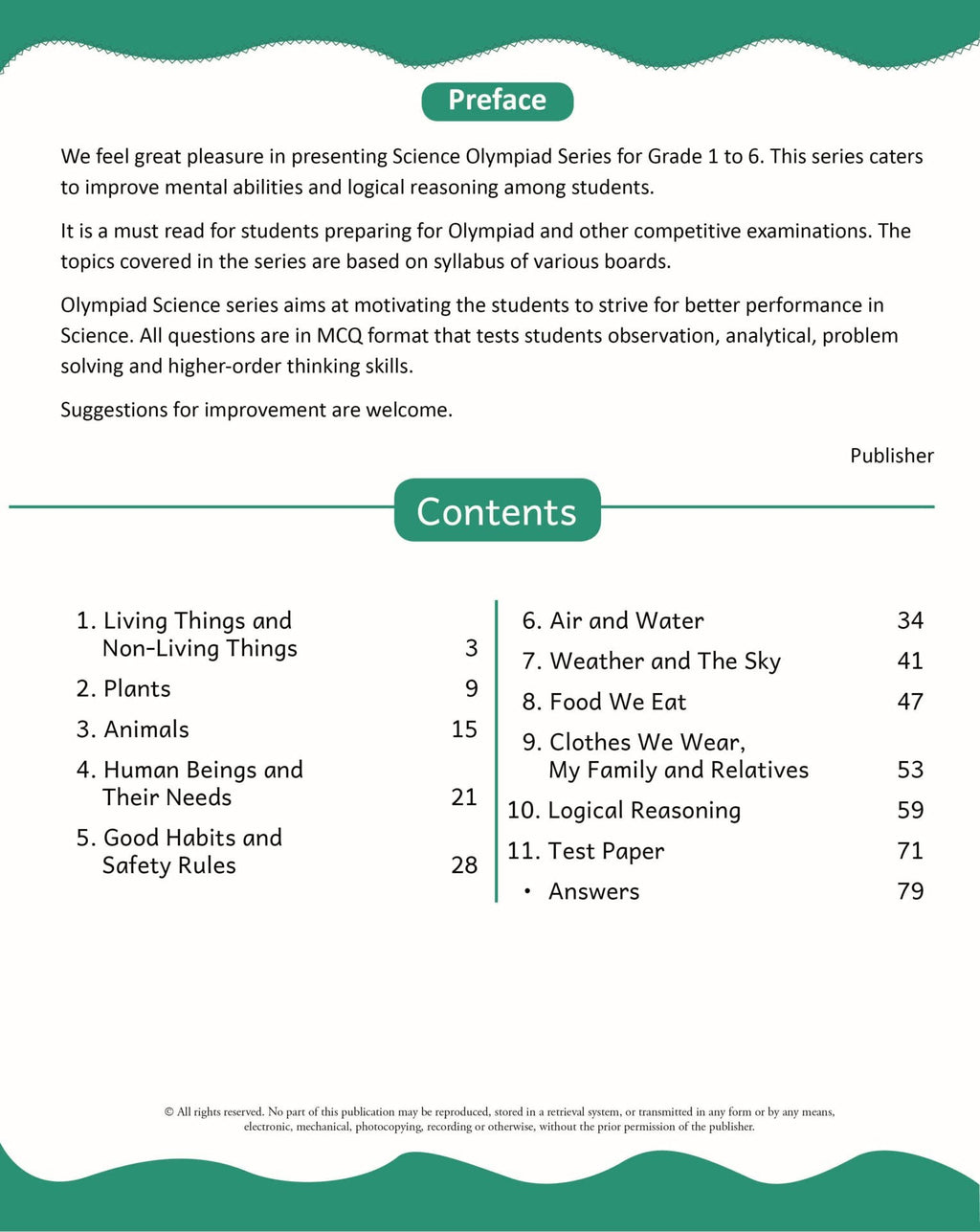 Scholars Insights Science Olympiad Grade 1| Science Practical Questions in MCQ format, QMR Sheet, Self Evaluation Sheet, Test Paper|Ages 6-7 Years | Grocsy