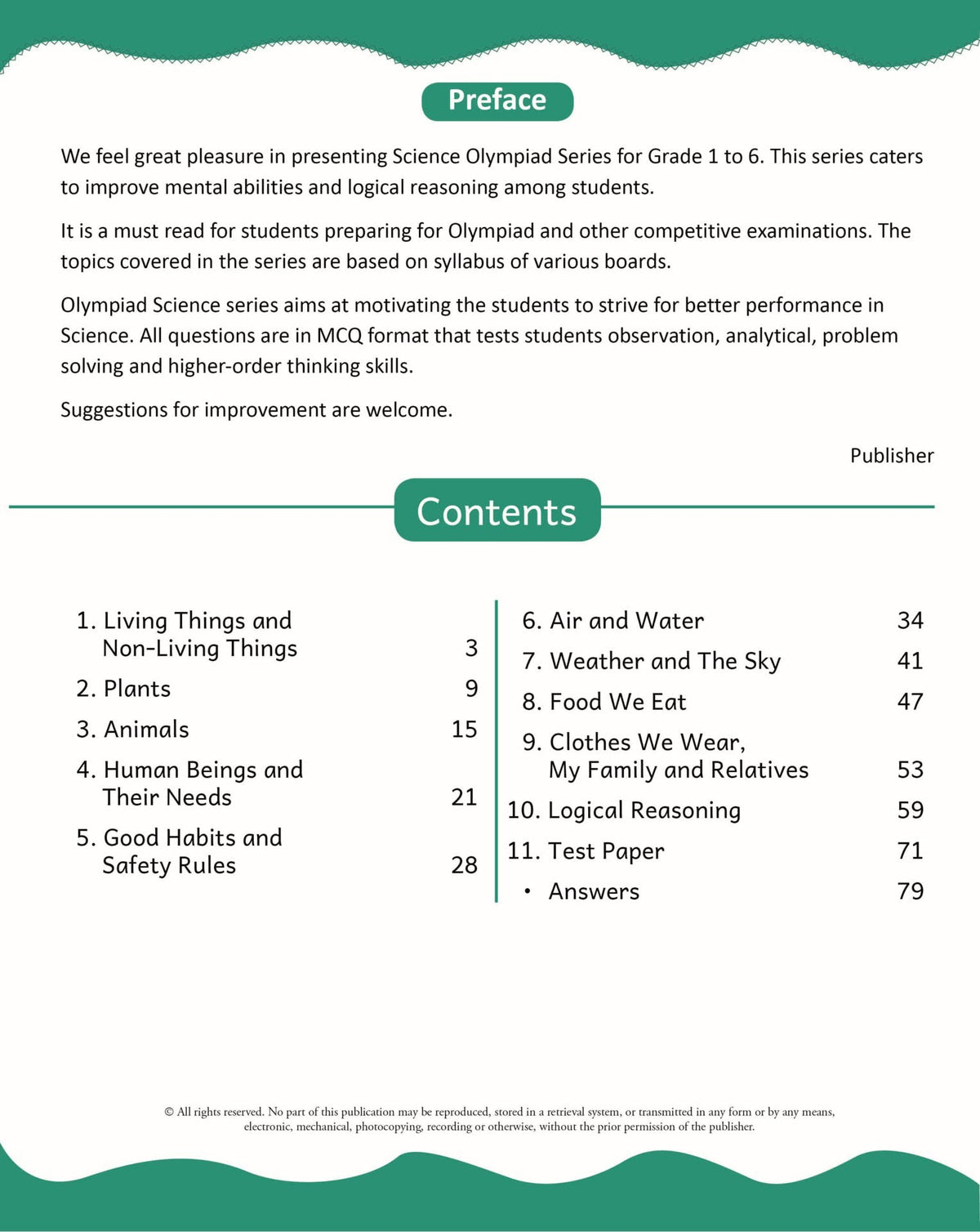 Scholars Insights Science Olympiad Grade 1| Science Practical Questions in MCQ format, QMR Sheet, Self Evaluation Sheet, Test Paper|Ages 6-7 Years | Grocsy
