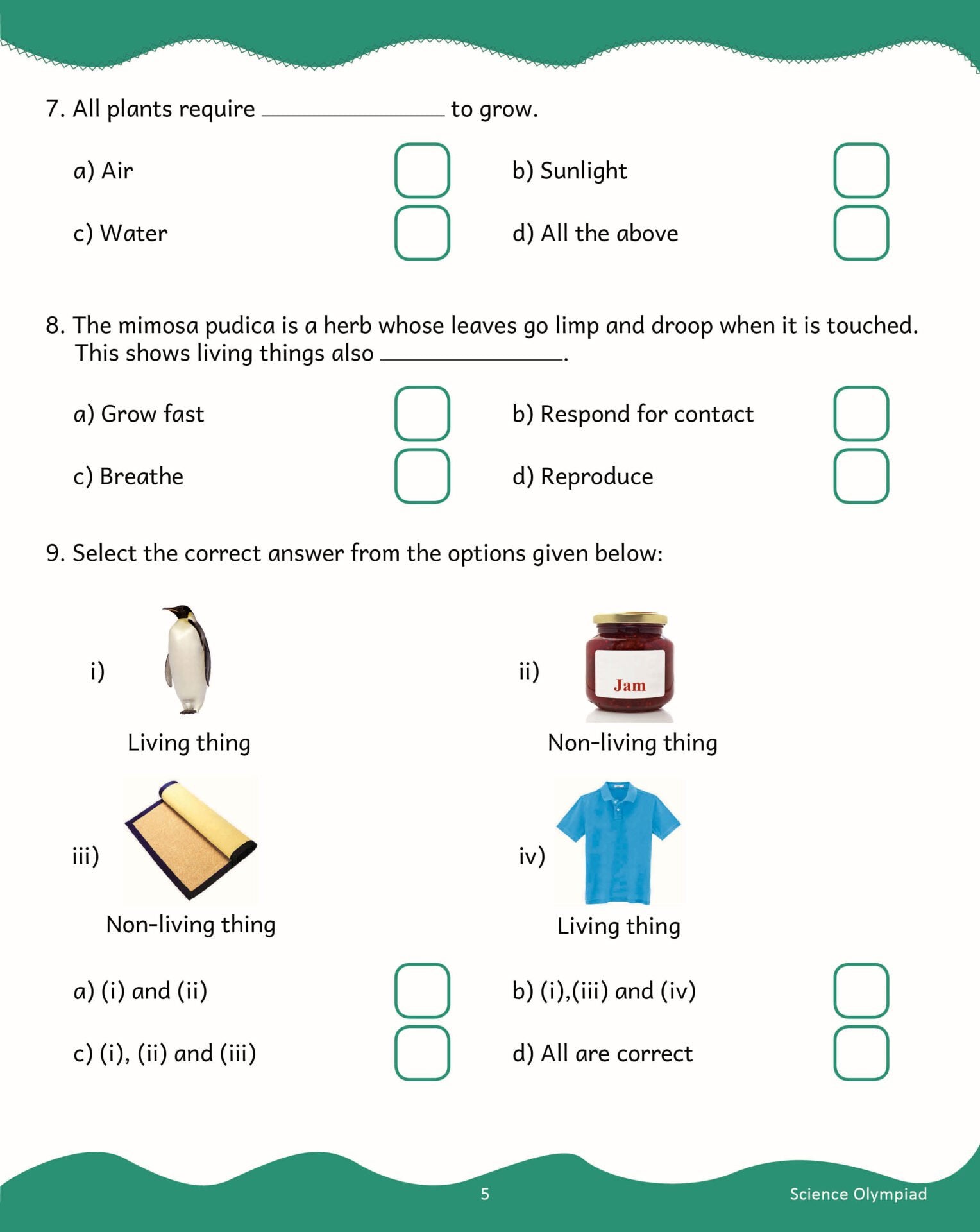 Scholars Insights Science Olympiad Grade 1| Science Practical Questions in MCQ format, QMR Sheet, Self Evaluation Sheet, Test Paper|Ages 6-7 Years | Grocsy