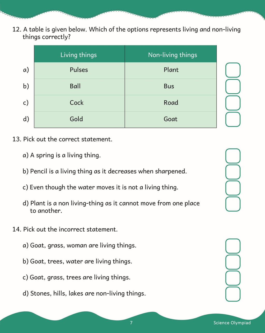 Scholars Insights Science Olympiad Grade 1| Science Practical Questions in MCQ format, QMR Sheet, Self Evaluation Sheet, Test Paper|Ages 6-7 Years | Grocsy
