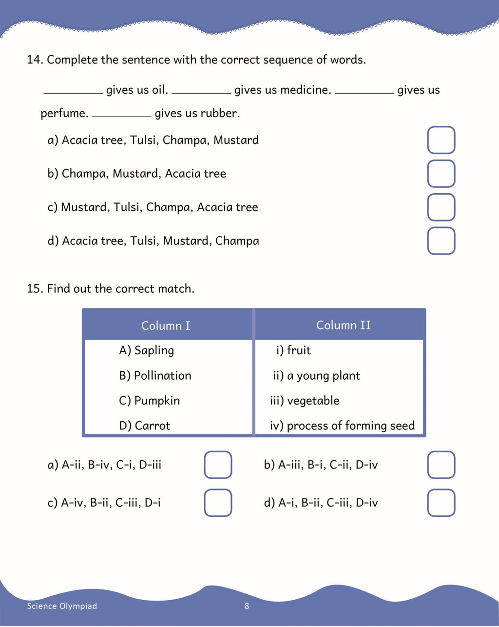 Scholars Insights Science Olympiad Grade 2| Science Practical Questions in MCQ format, QMR Sheet, Self Evaluation Sheet, Test Paper| Ages 7-8 Years | Grocsy