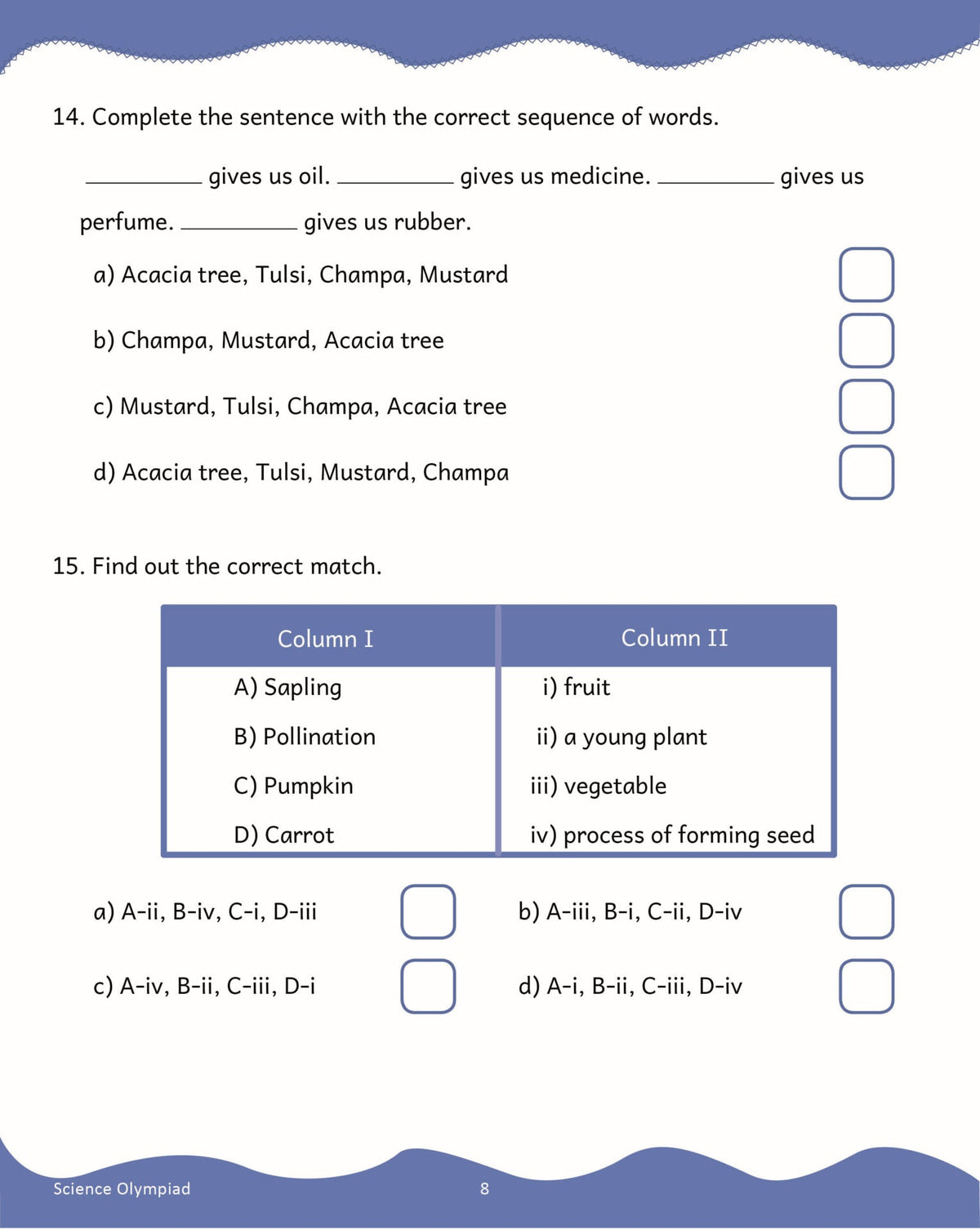 Scholars Insights Science Olympiad Grade 2| Science Practical Questions in MCQ format, QMR Sheet, Self Evaluation Sheet, Test Paper| Ages 7-8 Years | Grocsy