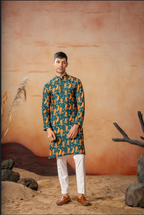 Peacock Print Kurta by Hilo Design | Grocsy