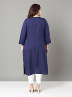 Sztori Plus Size Floral Yoke Design Sequinned Straight Kurta | Grocsy
