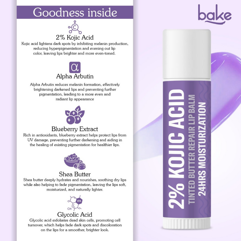 Bake 2% Kojic Acid Tinted Butter Brightening Lip Balm | Grocsy