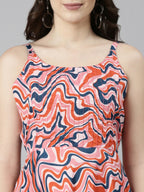 Souchii Multicolour Abstract Print Fit & Flare Midi Dress | Grocsy