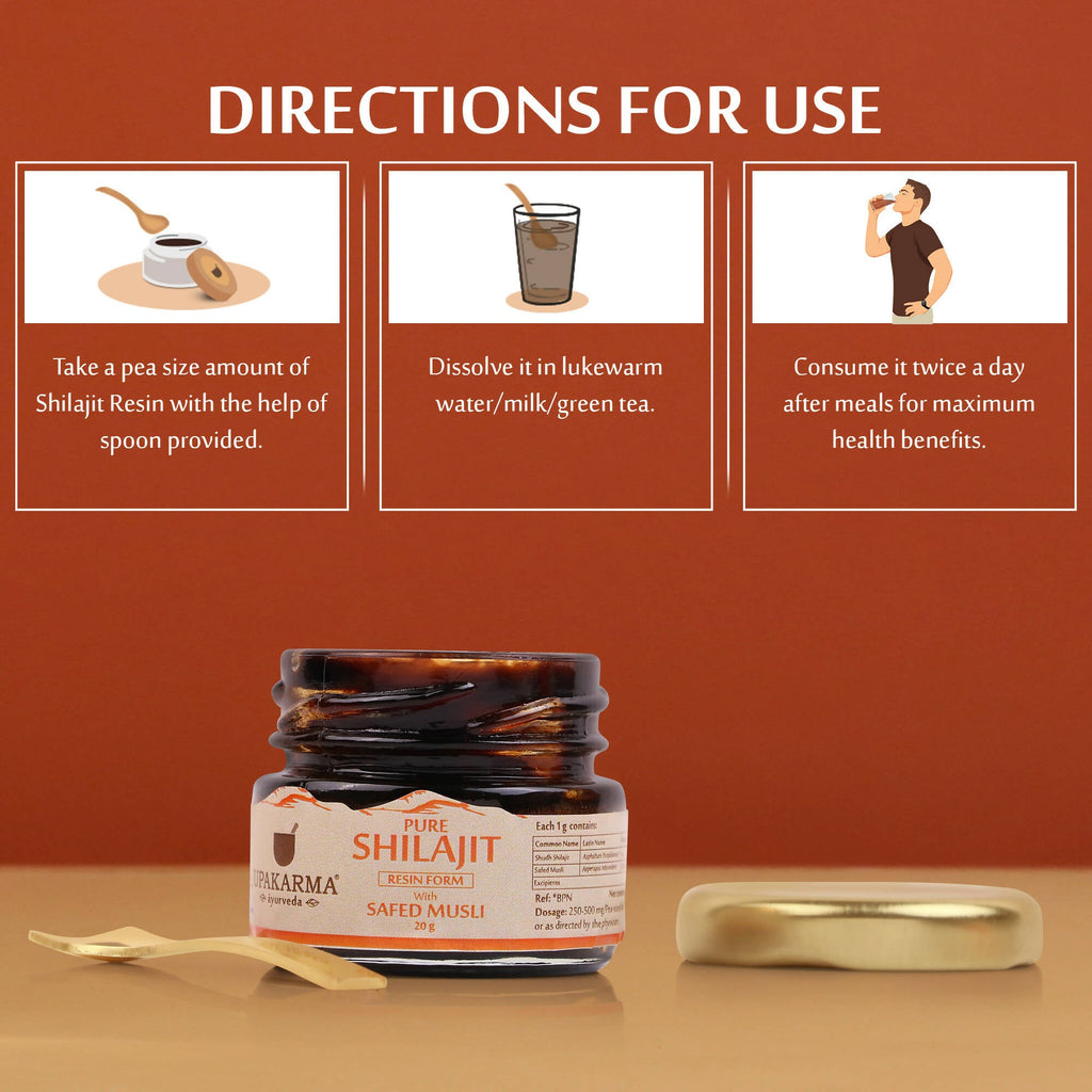 Upakarma Ayurveda Pure SJ Resin with Safed Musli & Pure SJ Resin with Gold Dust Combo | Grocsy