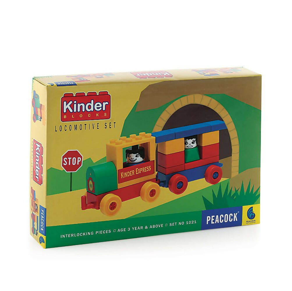 Peacock Learning & Educational Building Interlocking Blocks Set For Kids - Locomotive | Grocsy