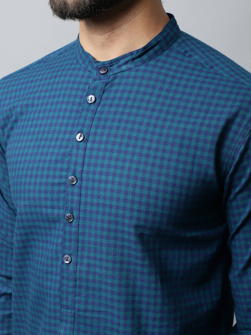 Even Apparels Navy blue Color Pure Cotton Men's Kurta With Side Placket (CHK1056) | Grocsy