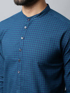 Even Apparels Navy blue Color Pure Cotton Men's Kurta With Side Placket (CHK1056) | Grocsy