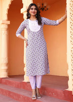 Alvano Printed Straight Kurti with Pant and Dupatta Set for Womens's and Girls Rayon | Grocsy