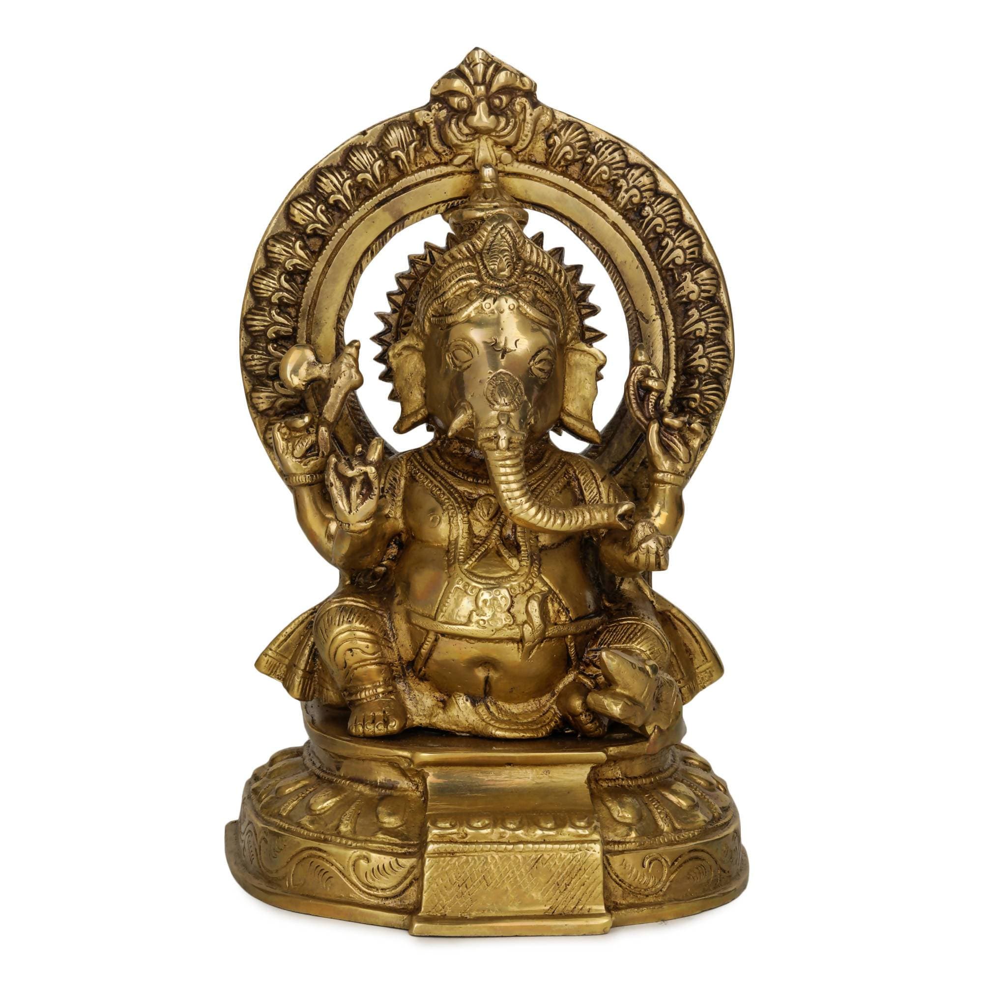 Devlok Maharaja Ganesha Pure Brass Idol | Grocsy