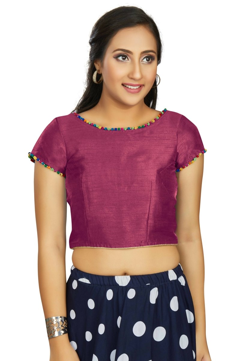 Aastha Fashion Women's Wine Art Silk Designer Party Wear Readymade Blouse | Grocsy