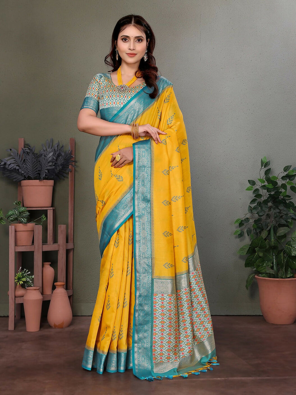 Joban Fashion Yellow Woven Design Banarasi Silk Sarees | Grocsy