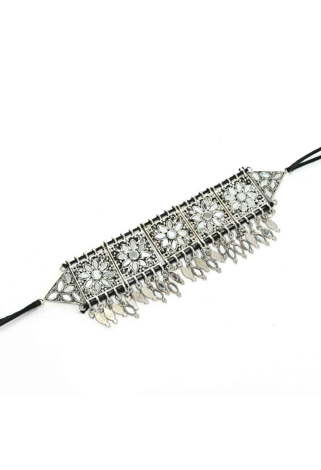 Mominos Fashion Johar Kamal Women Silver-Plated Brass Finish Mirror Work Choker | Grocsy