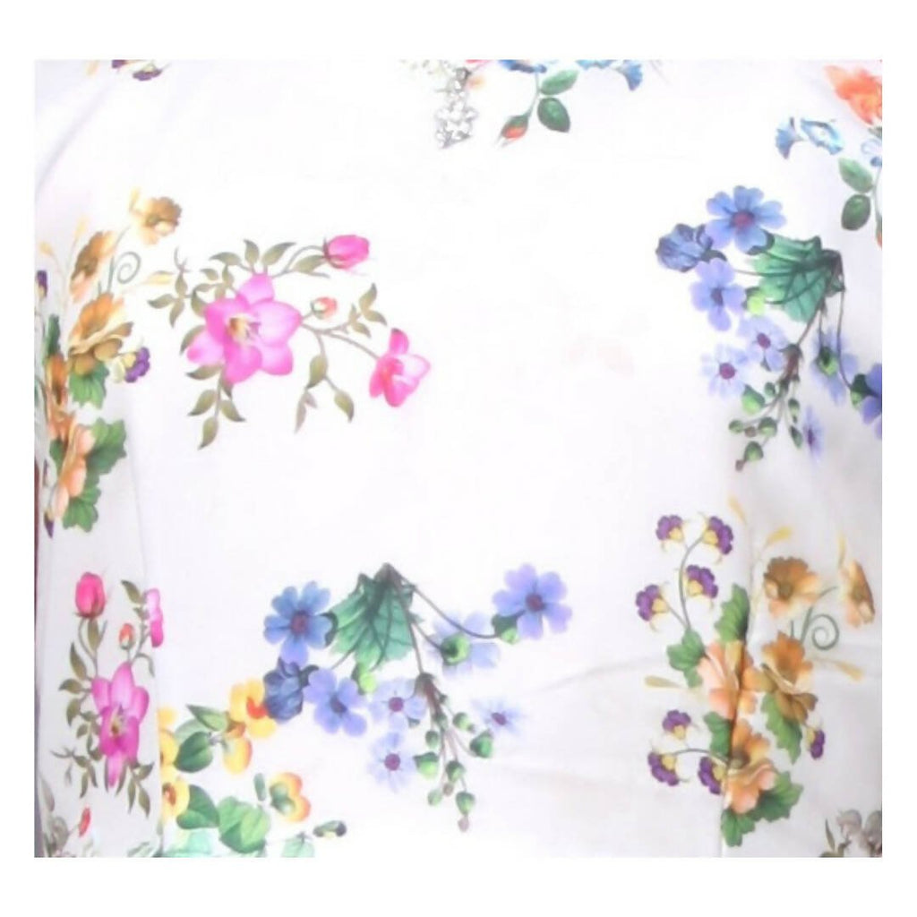 Akarshan Cotton Blend Floral Barbie Frock With Three Layered White Net - Cream & White | Grocsy