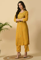 Joban Fashion Mustard Cotton Rayon Kurta Set | Grocsy