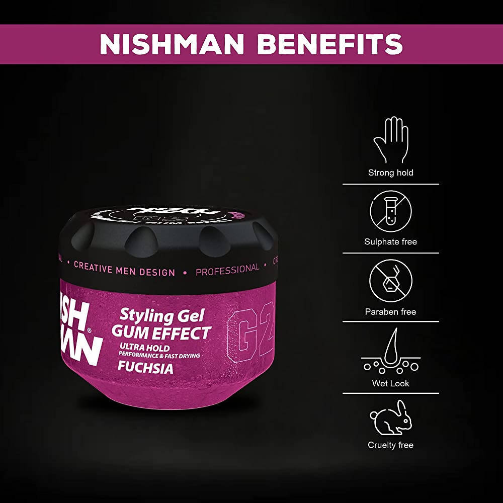 Nishman Hair Styling Gummy Gel Fuchsia - Wet Look | Grocsy