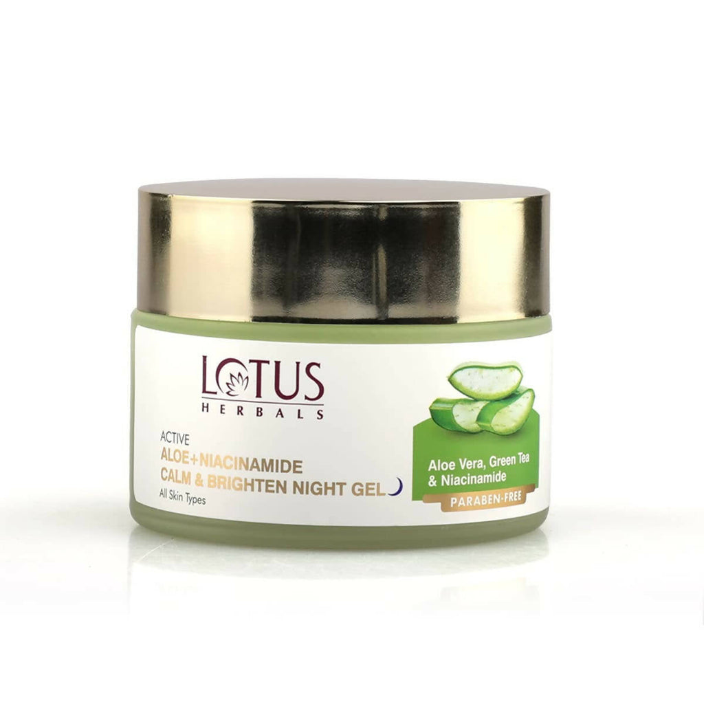 Lotus Herbals Active Aloe + Niacinamide Calm & Brighten Night Gel | Grocsy