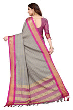 Vamika Weaving Beautiful Grey Cotton Silk Saree | Grocsy