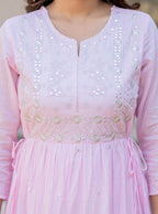 Kaajh Women's Light Pink Embroidered Ethnic Dress | Grocsy