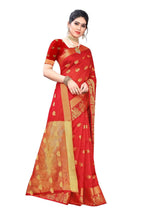 Vamika Banarasi Jacquard Weaving Red Saree | Grocsy