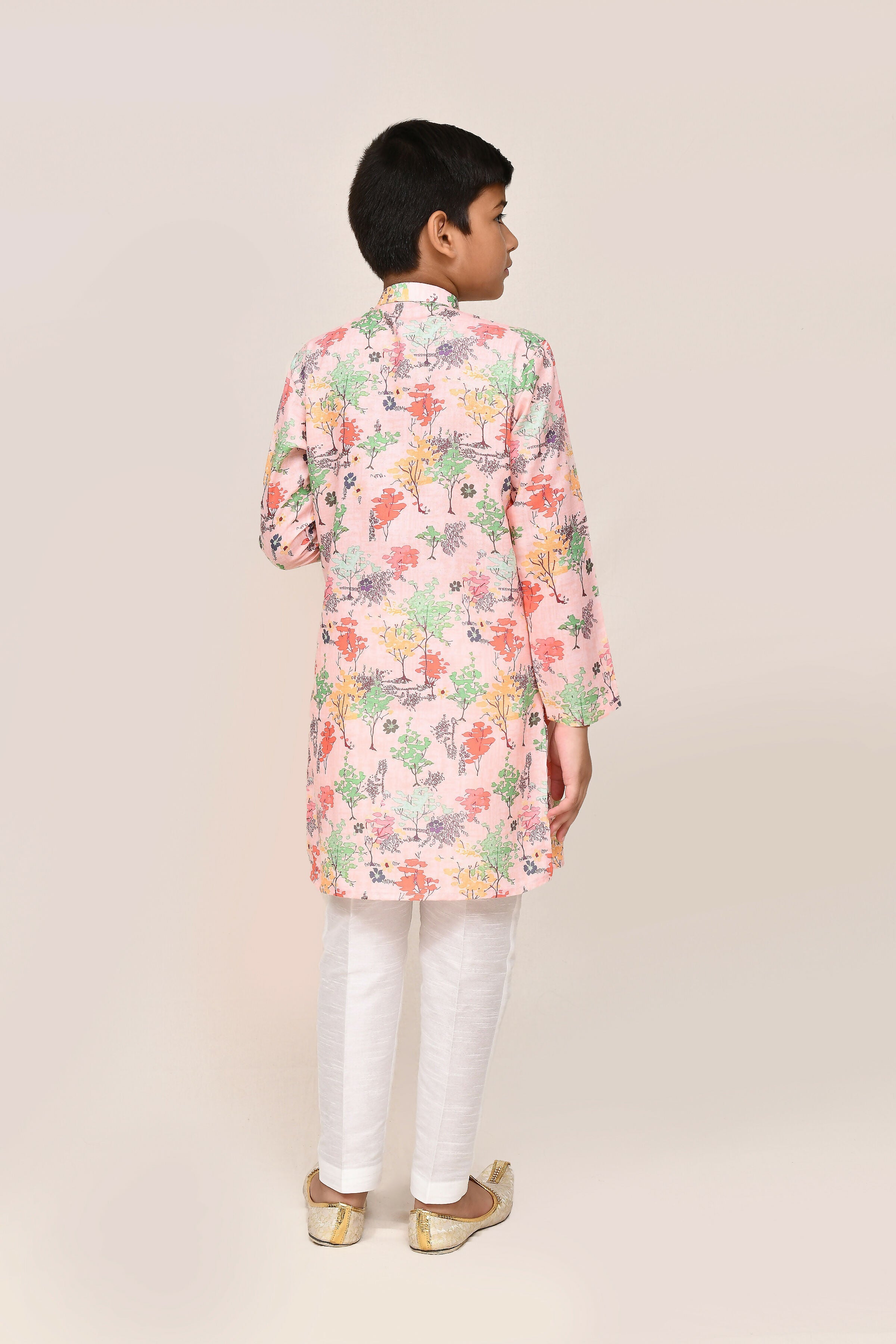 Joban Fashion Cotton Peach Kurta With Straight Fit Pant | Grocsy
