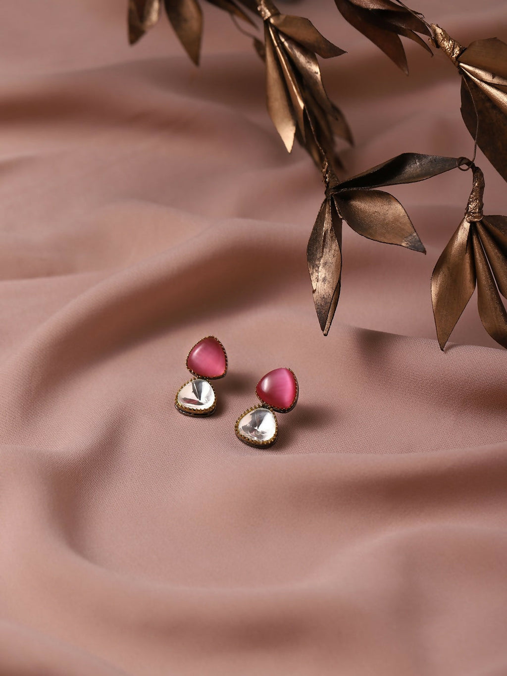 Kundan & Pink Stone Earrings- Ruby Raang | Grocsy