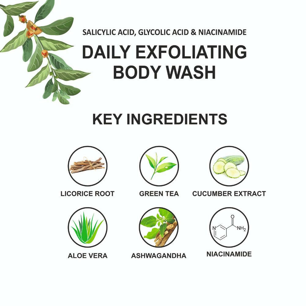 Love Earth Salicylic Acid, Glycolic Acid & Niacinamide Exfoliating Body Wash | Grocsy