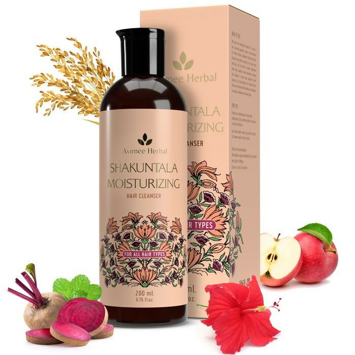 Avimee Herbal Shakuntala Moisturizing Hair Cleanser For Silky, Shiny & Strong Hair With Aloe Vera, Apple Cider Vinegar, Rice Protein & Keratin Protein | Grocsy