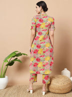 Yufta Sea Green Floral Printed Cotton Yoke Co-Ord Set | Grocsy