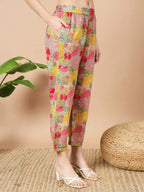 Yufta Sea Green Floral Printed Cotton Yoke Co-Ord Set | Grocsy