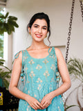 Yufta Sea Green Strappy Anarkali Dress | Grocsy