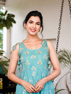 Yufta Sea Green Strappy Anarkali Dress | Grocsy