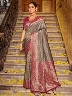 Anaita Sea Green Banarasi Saree With Blouse Piece | Grocsy