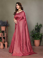Vedant Vastram Litchi Silk Banarasi Silk Saree - Maroon | Grocsy